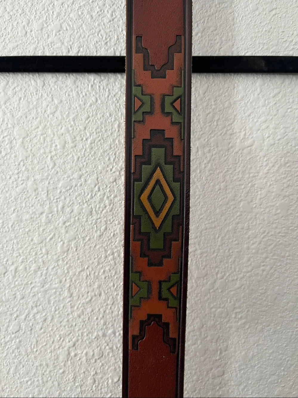 Mossimo Leather Belt  Brown with Green & Orange Southwestern Inlay, Aztec Sz M
